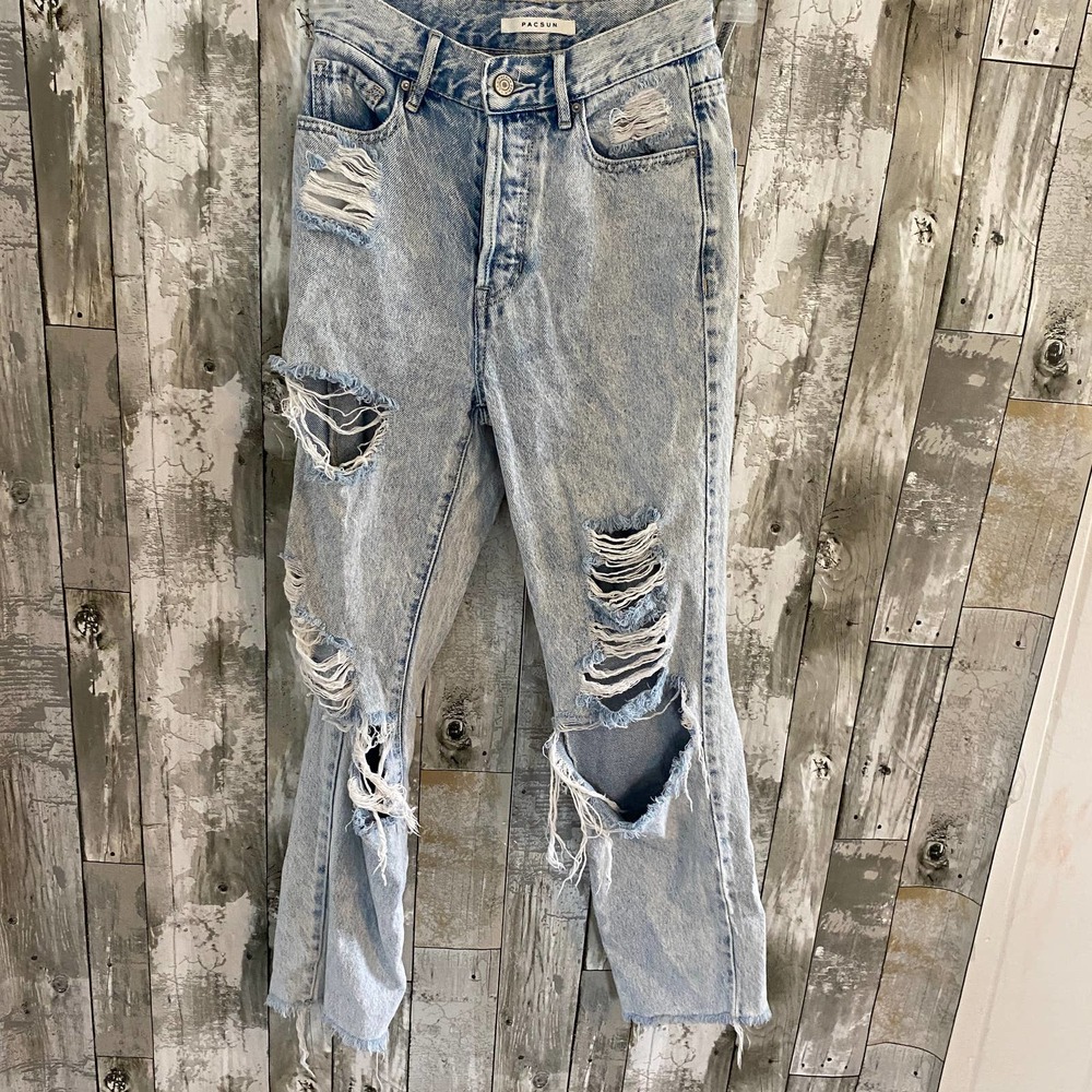 Pacsun high rise straight distressed jeans 23